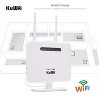 Router KuWFi 4G Karta SIM 300 Mb / s Odblokowany router bezprzewodowy 4G CPE 150 Mb / s Mobilny punkt dostępu Wi-Fi CAT4 z gniazdem karty SIM 4 porty LAN 4